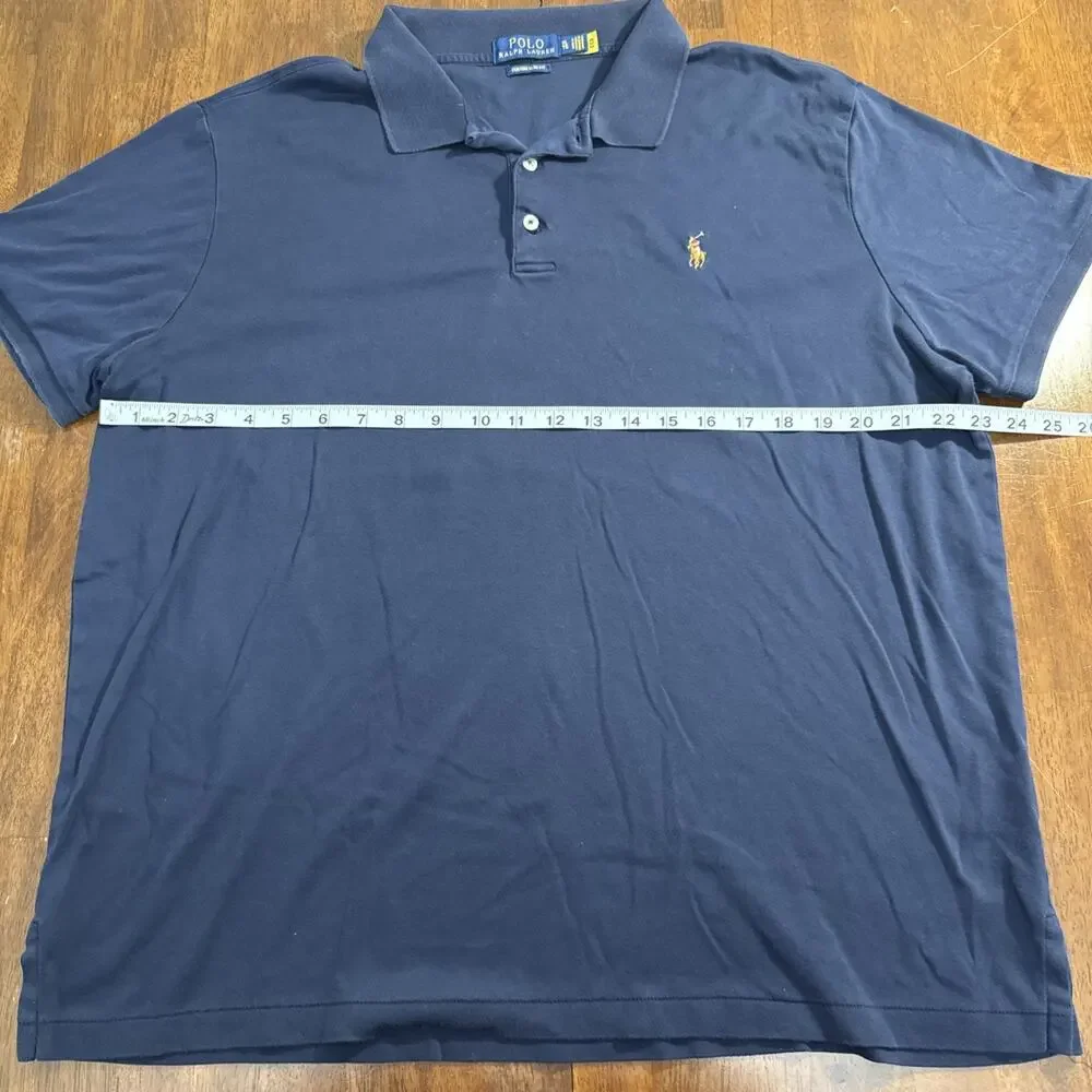 Polo Ralph Lauren Custom Slim Fit Polo Shirt Blue Short Sleeve‎ XL 185/104A